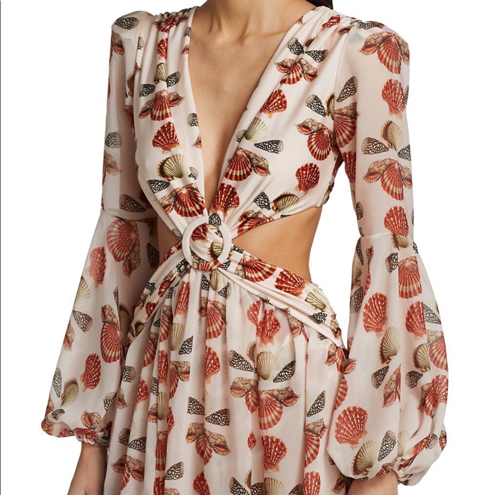PatBO Seashell Puff- Sleeve side cutout maxi dress
